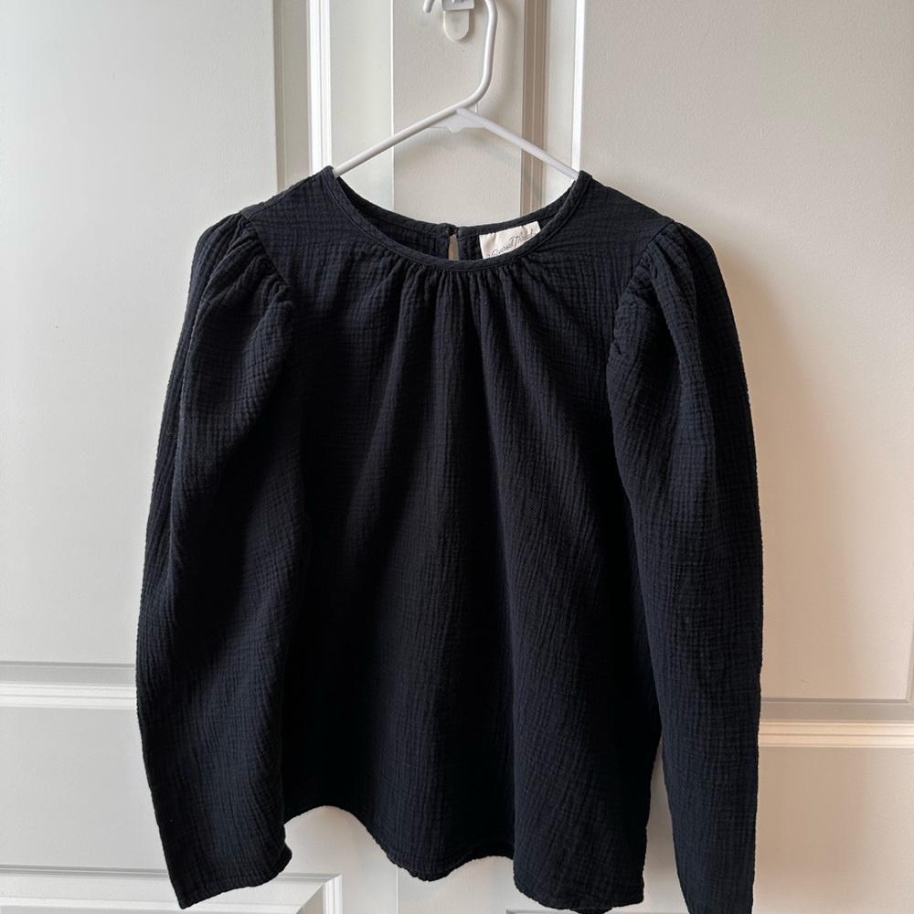 Universal Thread Black Textured Long Sleeve Peasant Top Sz. L